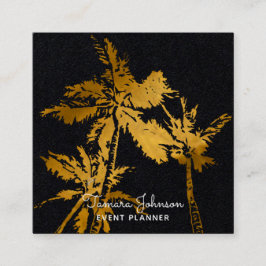 専門モダンで暗い熱帯金色やし自由章の木 スクエア名刺