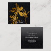 専門モダンで暗い熱帯金色やし自由章の木 スクエア名刺 (正面/裏面)