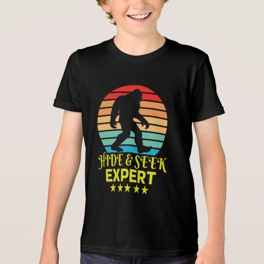 専門家のビッグフットを隠して探おもしろいす トライブレンドTシャツ (正面)