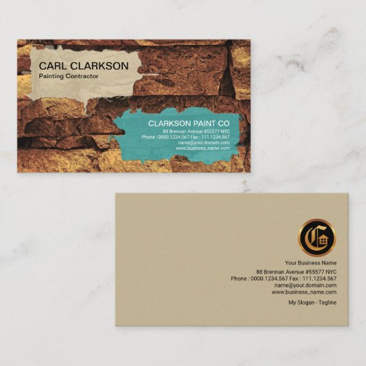 専門家の画絵画家が岩の絵画上で働く 名刺 (正面/裏面)
