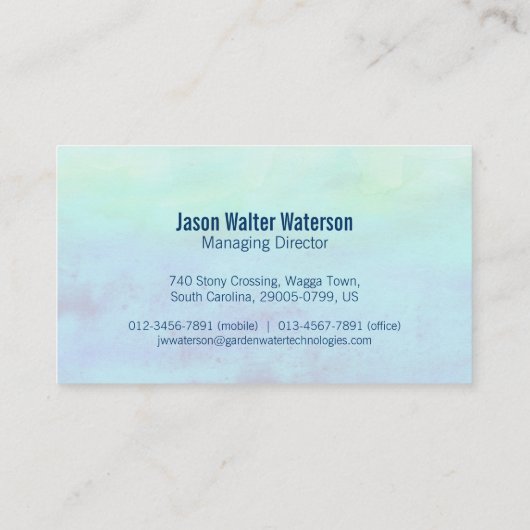 専門水青緑の名刺 名刺 (裏面)