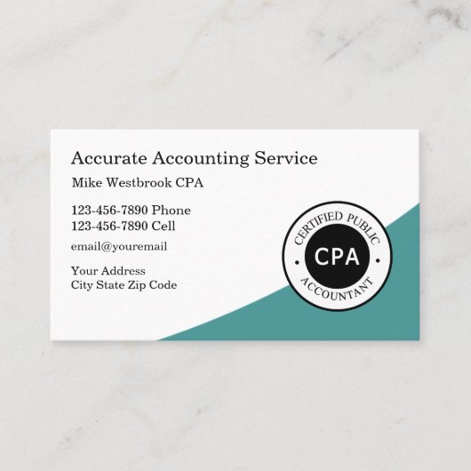 専門的に設計されたCPA会計士 名刺 (正面)