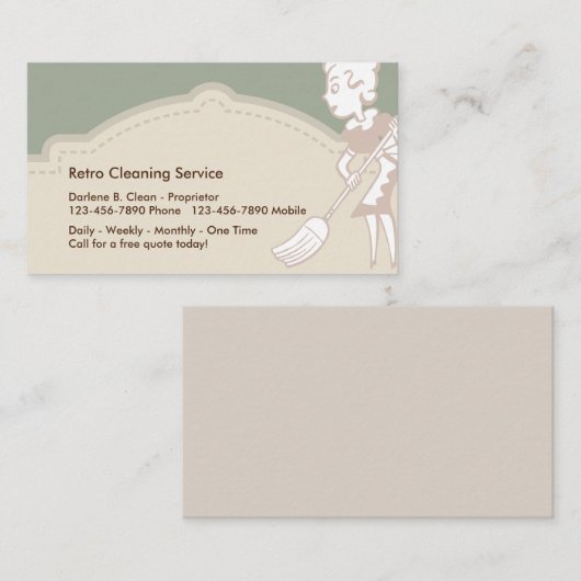 専門的に設計されているレトロのクリーニングサービス 名刺 (正面/裏面)