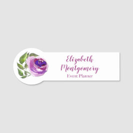 専門職のプランナーの水彩画の紫色のバラの花柄 名札