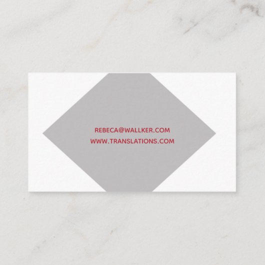 専門訳者翻訳文字の作家 名刺 (裏面)