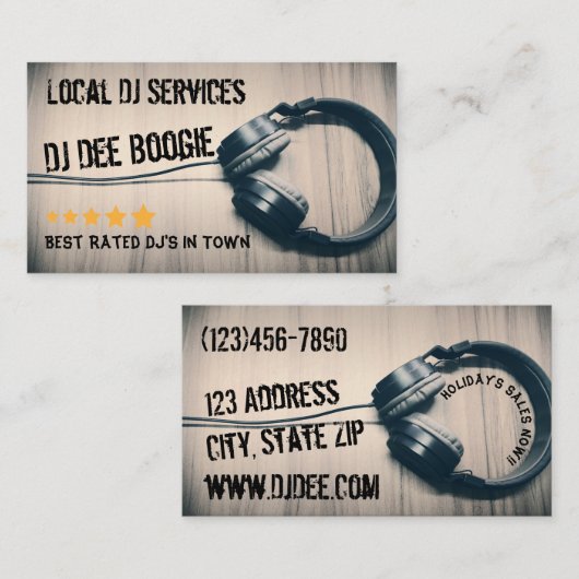 専門DJのヘッドホーンの名刺 名刺 (正面/裏面)