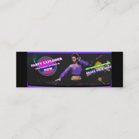 専門DJサービスパーティーの名刺 スキニー名刺 (正面)