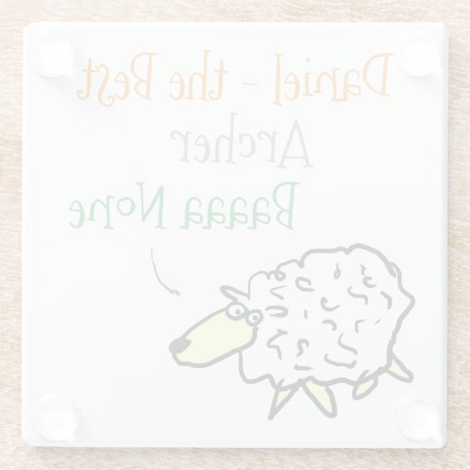 射手ガラスのコースターのための羊のデザイン ガラスコースター (裏面)