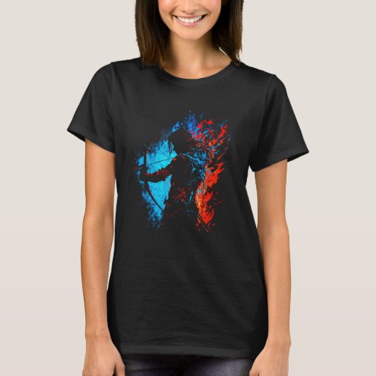 射手フレイムアーチェリーレトロ弓矢 Tシャツ (正面)