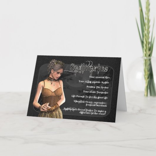 射手座のゴシック様式(占星術の)十二宮図のバースデー・カード カード (正面)