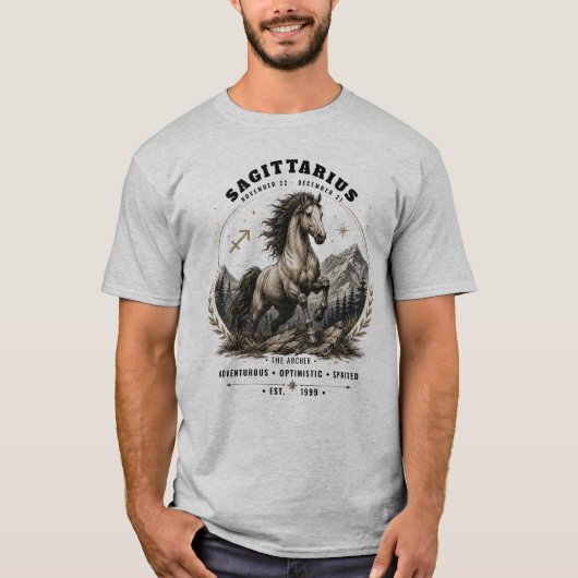 射手座のゾディアックホース メンズTシャツ Tシャツ (正面)