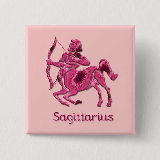 射手座の印の正方形Pin 缶バッジ (正面)