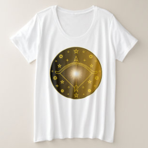 射手座の星座エンブレム ミニマルな天体シンボル プラスサイズTシャツ