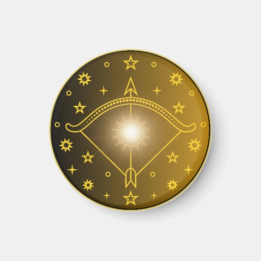 射手座の星座エンブレム ミニマルな天体シンボル マグネット (正面)
