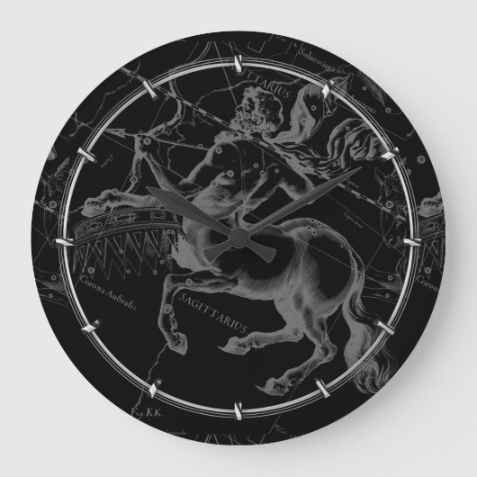 射手座の星座上品なHevelius Engaving ラージ壁時計 (正面)