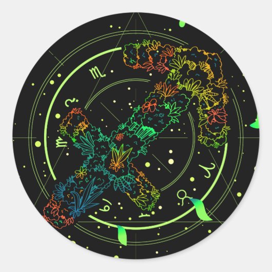 射手座の星座占いのシンボル ラウンドシール (正面)
