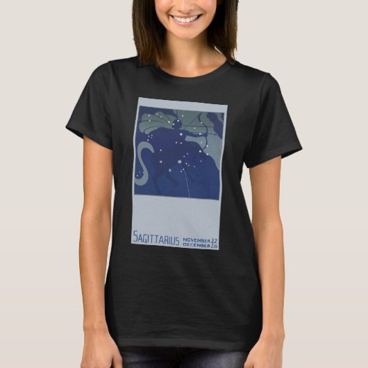 射手座の星座 ビンテージの占星術デザイン Tシャツ (正面)