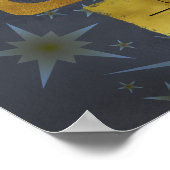 射手座の暗い〔占星術の〕十二宮図星占い：黒い金ゴールド名 ポスター (角)