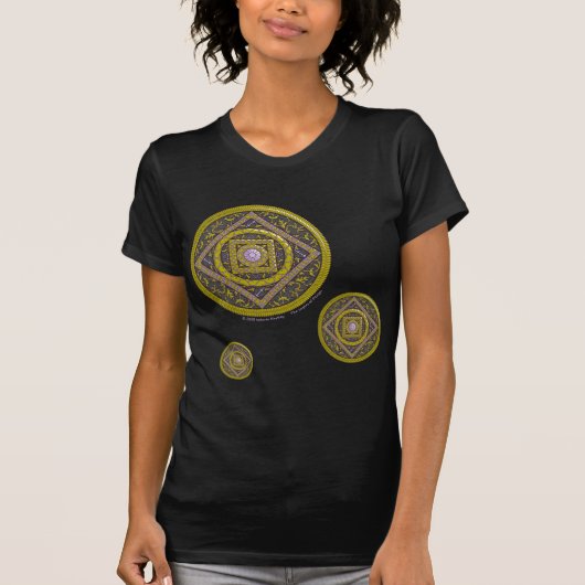 射手座の曼荼羅柄レディースダークシャツ Tシャツ (正面)