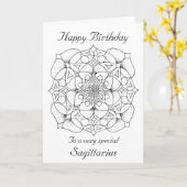 射手座の曼荼羅: あなた自身のバースデー・カードを着色して下さい カード (黄色い花)