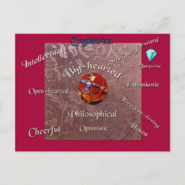 射手座の特徴の(占星術の)十二宮図カード ポストカード