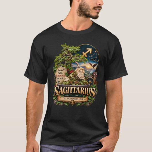 射手座の盆栽アート Tシャツ (正面)