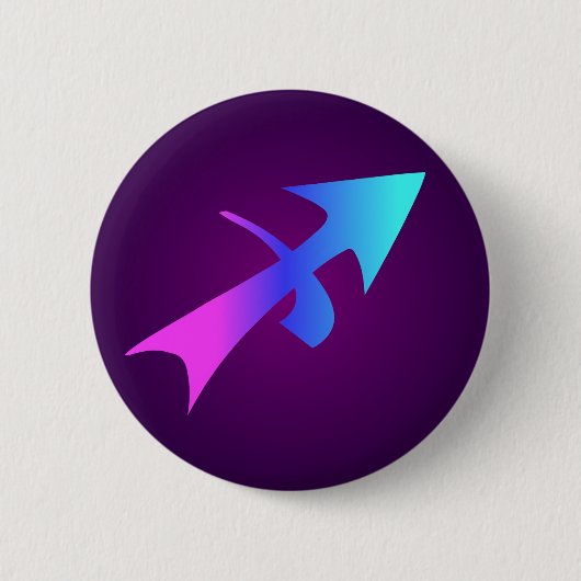 射手座の矢の飛行中にピンクの青い水の紫色 缶バッジ (正面)