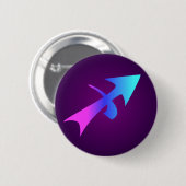 射手座の矢の飛行中にピンクの青い水の紫色 缶バッジ (正面&裏面)