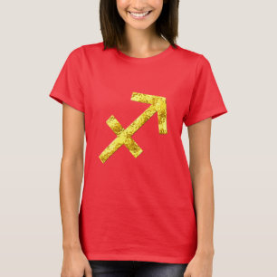射手座の金ゴールドの赤のワイシャツ Tシャツ