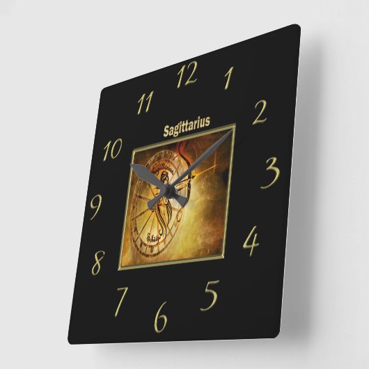 射手座の(占星術の)十二宮図の占星術のデザインの占星術 スクエア壁時計 (傾斜)