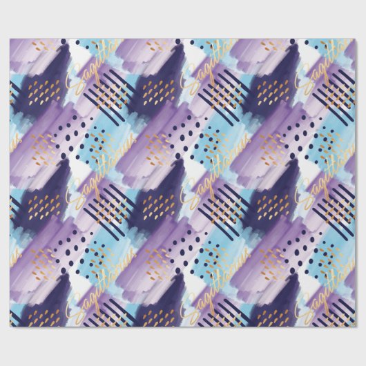 射手座の(占星術の)十二宮図の水彩画の抽象芸術のギフト用包装紙 ラッピングペーパー (フラット)