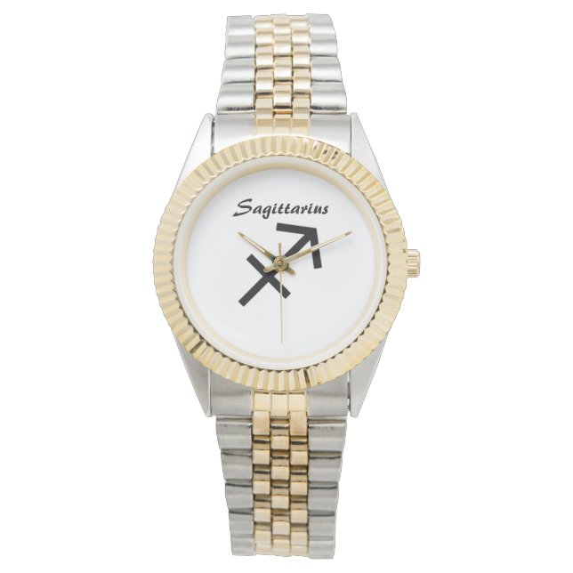 射手座の〔占星術の〕十二宮図記号。メンズが見る。 腕時計 (正面)