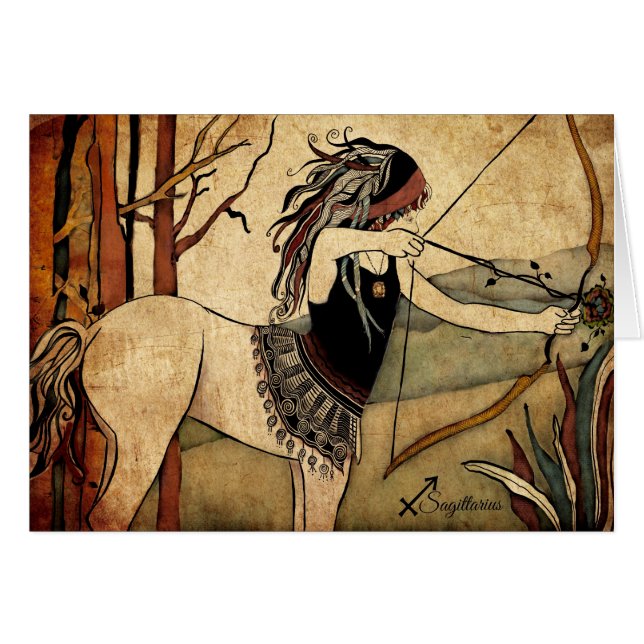 射手座の(占星術の)十二宮図 (正面横)