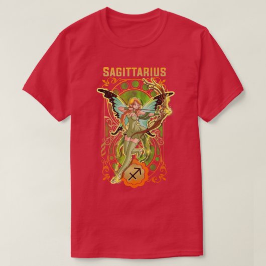 射手座アニメ誕生日妖精フェアリー鷺足 Tシャツ (デザイン正面)