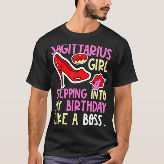 射手座ガール占星術ヒール誕生日 Tシャツ (正面)