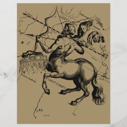 射手座コンステリョンヘベリウス1690版木、銅版、版画 チラシ (正面)