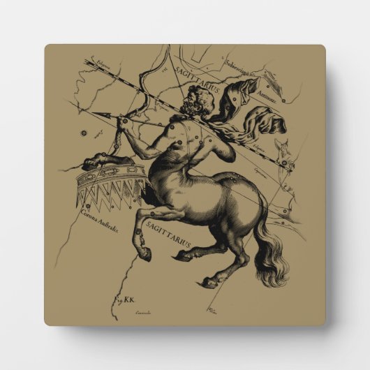 射手座コンステレーションマップ版木、銅版、版画ヘベリアス フォトプラーク (正面)