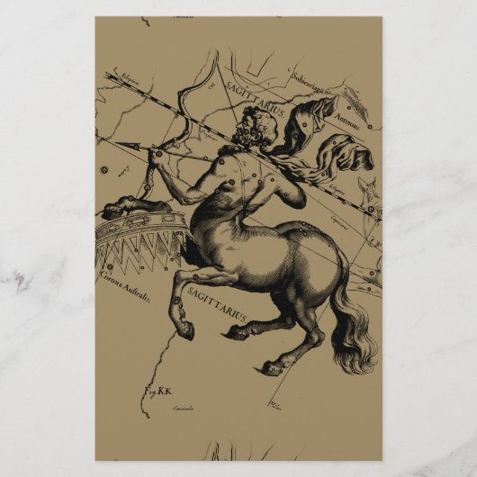 射手座コンステレーションマップ版木、銅版、版画ヘベリアス 便箋 (正面)
