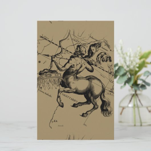 射手座コンステレーションマップ版木、銅版、版画ヘベリアス 便箋 (スタンド正面)