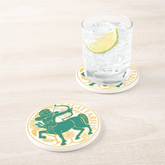 射手座コースター上の〔占星術の〕十二宮図のサイン コースター (側面)