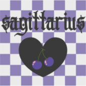 射手座ゴシック市松模様にさくらんぼ シール (正面)