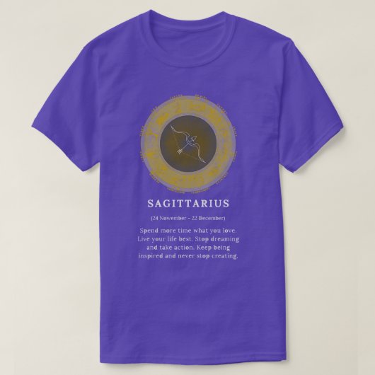 射手座サギ〔占星術の〕十二宮図サイン占星術コスモスアスター Tシャツ (デザイン正面)