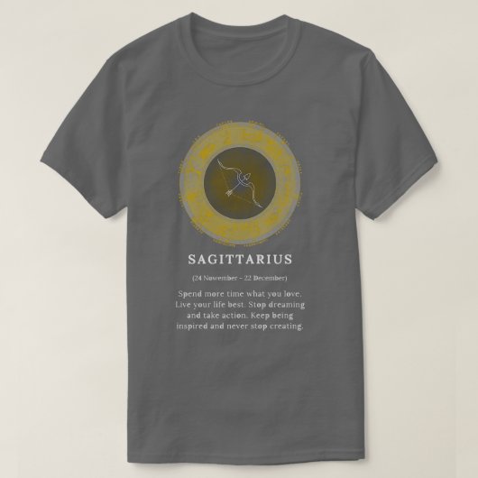 射手座サギ〔占星術の〕十二宮図サイン占星術コスモスアスター Tシャツ (デザイン正面)