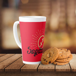 射手座スターバスト記号（赤） カフェラテマグ