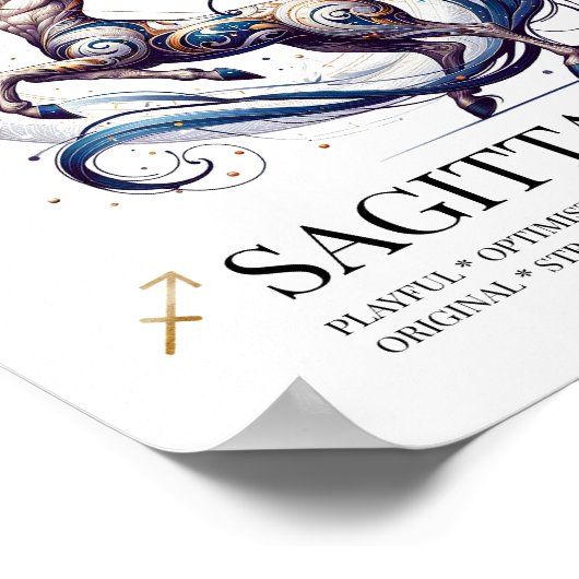 射手座パーソナライズされたエレガント〔占星術の〕十二宮図水色 ポスター (角)