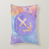 射手座パープルウォーターカラーアストロロジー〔占星術の〕十二宮図 アクセントクッション (正面(垂直))