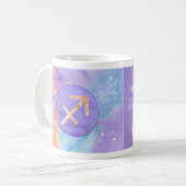 射手座パープルウォーターカラーアストロロジー〔占星術の〕十二宮図 コーヒーマグカップ (正面左)