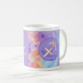 射手座パープルウォーターカラーアストロロジー〔占星術の〕十二宮図 コーヒーマグカップ (正面右)