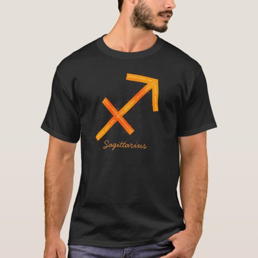 射手座メンズシャツ – 黒 Tシャツ (正面)