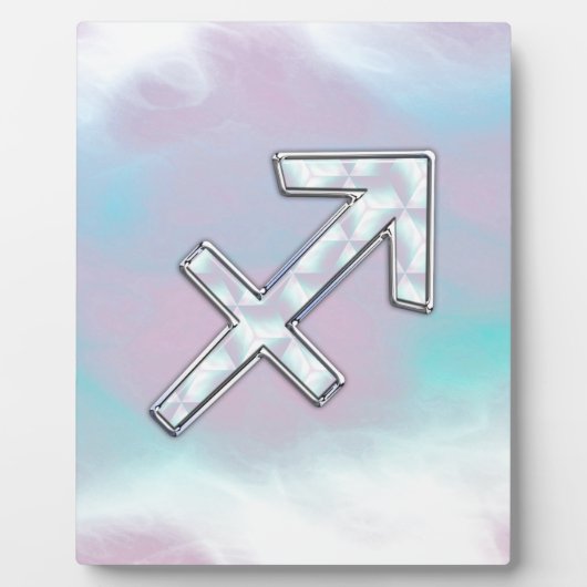 射手座モダン〔占星術の〕十二宮図オンマザーオブパールスタイル フォトプラーク (正面)